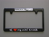 ブラック ライセンスフレーム MACKY'S POWER &I love my mini truck